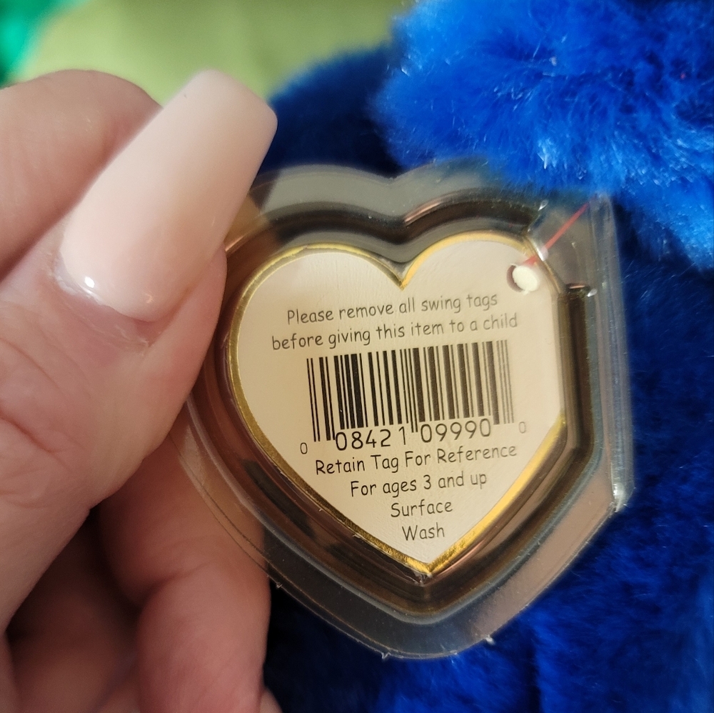 TY BEANIE BABY *ULTRA RARE *Vtg Collectible CLUBBY BLUE BEAR 1998 13" NWT - Picture 6 of 11
